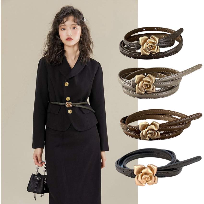  Thắt lưng nữ da bò thật AGANA dây nịt da thật đai váy da thật Hàn Quốc cao cấp phong cách hiện đại - DNT004 