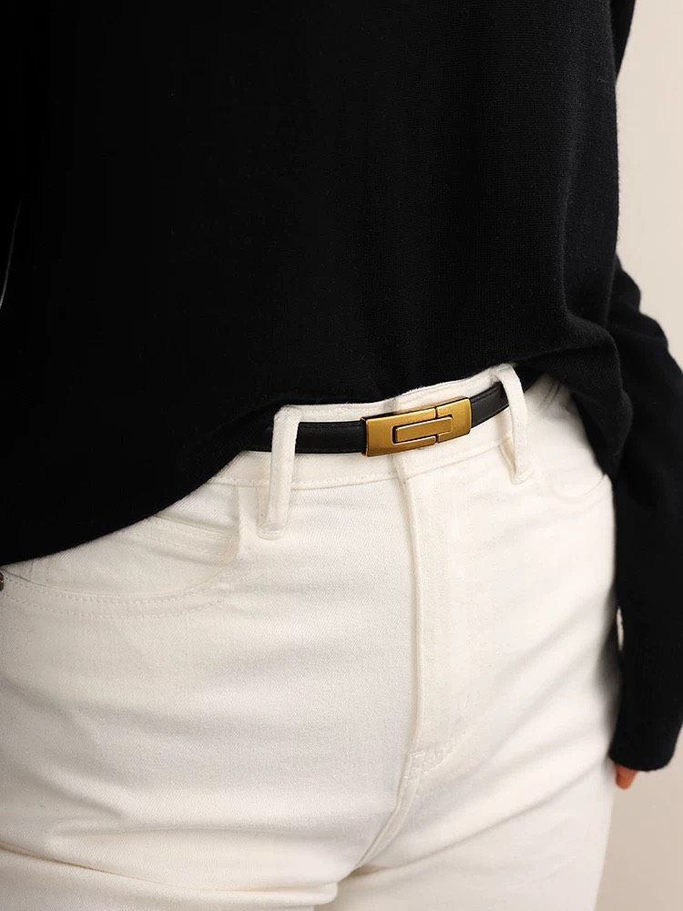  Thắt lưng nữ da bò thật AGANA dây nịt da thật đai váy da thật Hàn Quốc cao cấp phong cách hiện đại - DNT022 