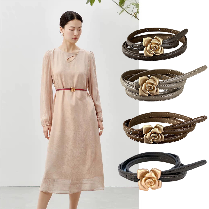  Thắt lưng nữ da bò thật AGANA dây nịt da thật đai váy da thật Hàn Quốc cao cấp phong cách hiện đại - DNT004 