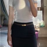  Thắt lưng nữ da bò thật AGANA dây nịt da thật đai váy da thật Hàn Quốc cao cấp phong cách hiện đại - DNT010 