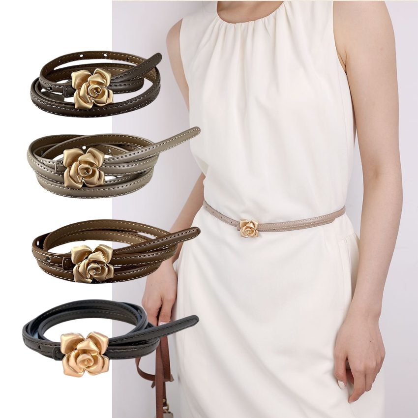  Thắt lưng nữ da bò thật AGANA dây nịt da thật đai váy da thật Hàn Quốc cao cấp phong cách hiện đại - DNT004 