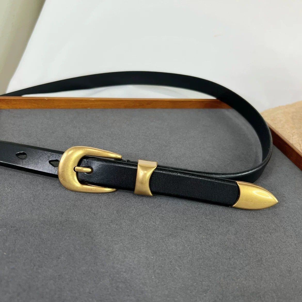  Thắt lưng nữ da bò thật AGANA dây nịt da thật đai váy da thật Hàn Quốc cao cấp phong cách hiện đại - DNT024 