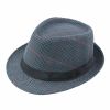  Mũ nón phớt Fedora nam vành nhỏ cao cấp AGANA nón cao bồi phong cách cổ điển pha lẫn hiện đại - Kẻ Sọc Navy Viền Đỏ - MFDN002 