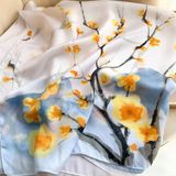  Quà tặng 20/10 cho sếp nữ, vợ, cô giáo, giáo viên nữ, mẹ và bạn gái, người yêu nữ quà tặng Khăn quàngchoàng cổ lụa cao cấp cho nữ văn phòng sở đẹp màu trắng phối xanh AGANA - KS179 