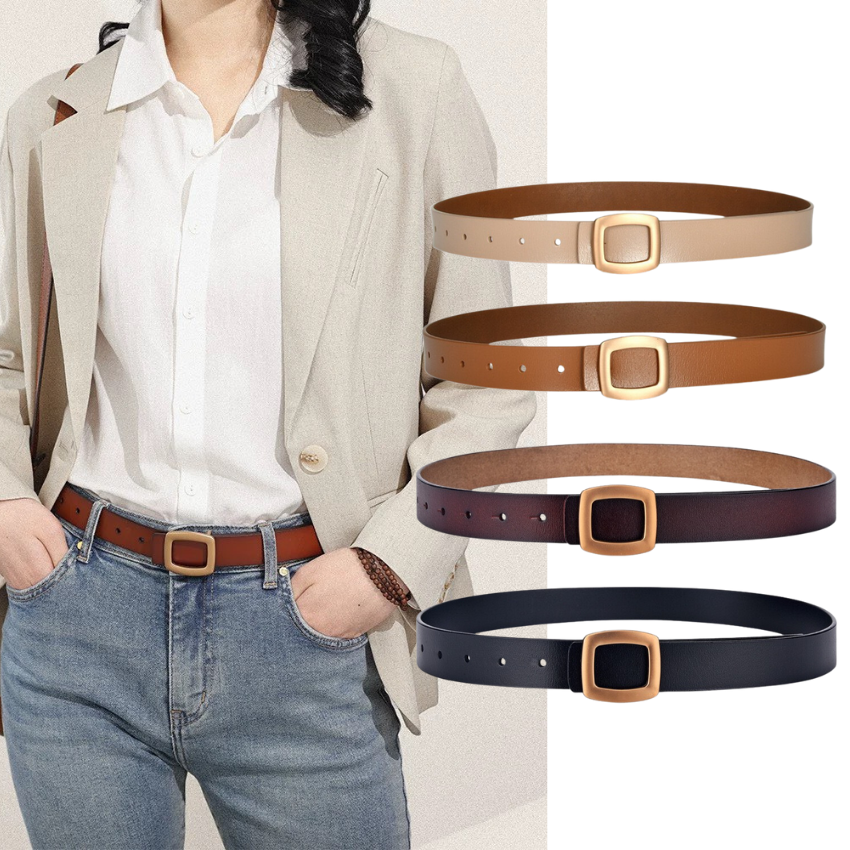  Thắt lưng nữ da bò thật AGANA dây nịt da thật đai váy da thật Hàn Quốc cao cấp phong cách hiện đại - DNT005 