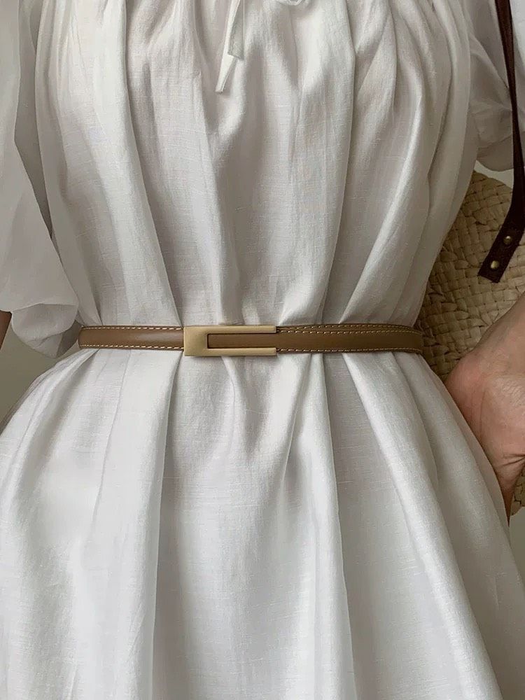  Thắt lưng nữ da bò thật AGANA dây nịt da thật đai váy da thật Hàn Quốc cao cấp phong cách hiện đại - DNT025 