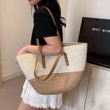  Túi cói đi biển vintage thời trang nữ phong cách cầm tay Hàn Quốc đẹp cổ điển màu nâu be sáng - TC105 