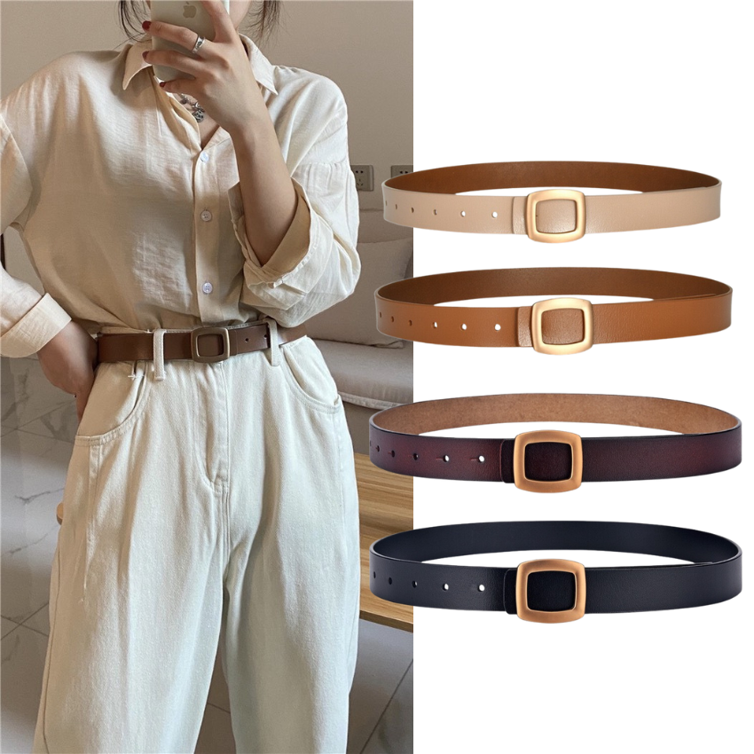  Thắt lưng nữ da bò thật AGANA dây nịt da thật đai váy da thật Hàn Quốc cao cấp phong cách hiện đại - DNT005 