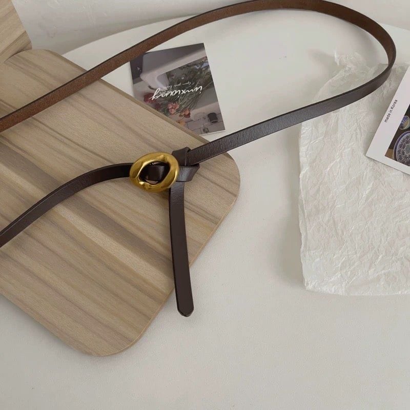  Thắt lưng nữ da bò thật AGANA dây nịt da thật đai váy da thật Hàn Quốc cao cấp phong cách hiện đại - DNT003 