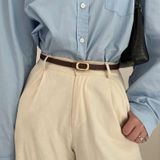  Thắt lưng nữ da bò thật AGANA dây nịt da thật đai váy da thật Hàn Quốc cao cấp phong cách hiện đại - DNT012 