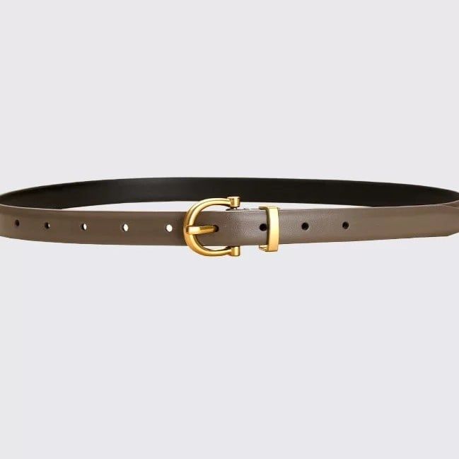  Thắt lưng nữ da bò thật AGANA dây nịt da thật đai váy da thật Hàn Quốc cao cấp phong cách hiện đại - Màu Nâu Nhạt - DNT001 