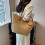  Túi cói đi biển vintage thời trang nữ phong cách cầm tay Hàn Quốc đẹp cổ điển màu nâu  - TC102 