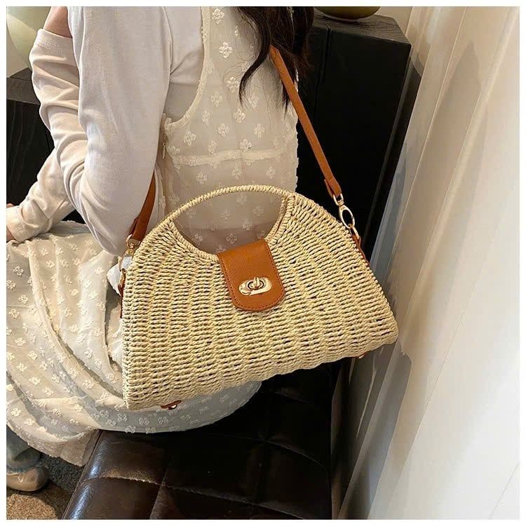  Túi cói đi biển vintage thời trang nữ phong cách cầm tay Hàn Quốc đẹp cổ điển - TC116 