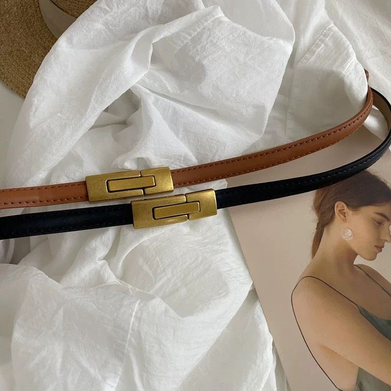  Thắt lưng nữ da bò thật AGANA dây nịt da thật đai váy da thật Hàn Quốc cao cấp phong cách hiện đại - DNT022 