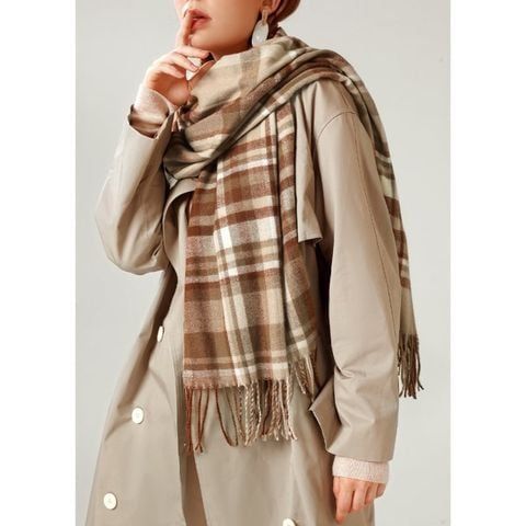  Khăn quàng choàng cổ len Cashmere giữ ấm cao cấp phong cách châu Âu Mỹ sang trọng 