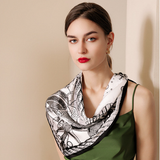  Khăn quàng cổ size vuông 70cm lụa mỏng nhẹ thích hợp cho mùa hè mùa xuân mùa thu chống nắng họa tiết la bàn màu đen AGANA- KL403 