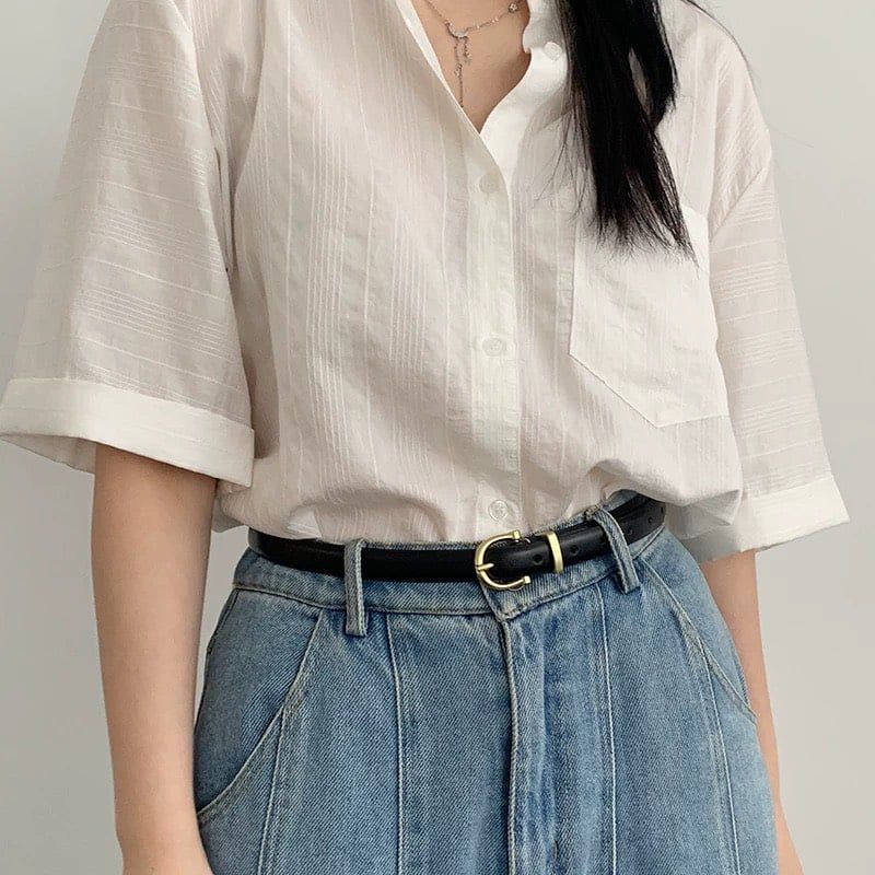  Thắt lưng nữ da bò thật AGANA dây nịt da thật đai váy da thật Hàn Quốc cao cấp phong cách hiện đại - Màu Khaki - DNT001 