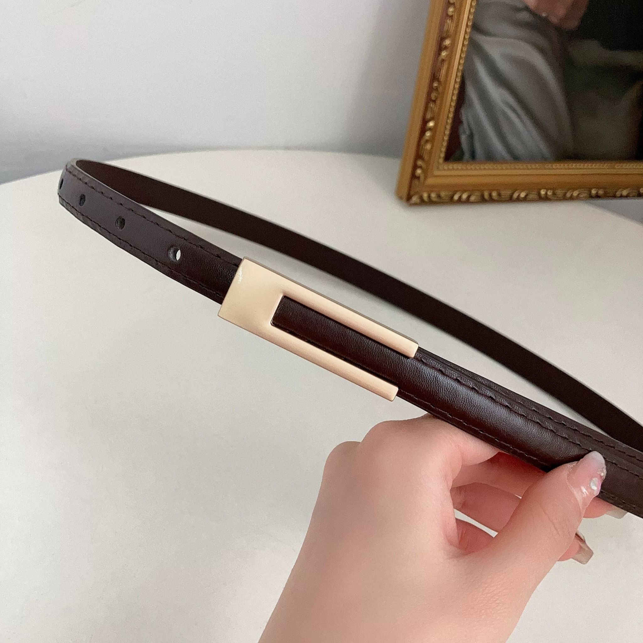  Thắt lưng nữ da bò thật AGANA dây nịt da thật đai váy da thật Hàn Quốc cao cấp phong cách hiện đại - DNT025 