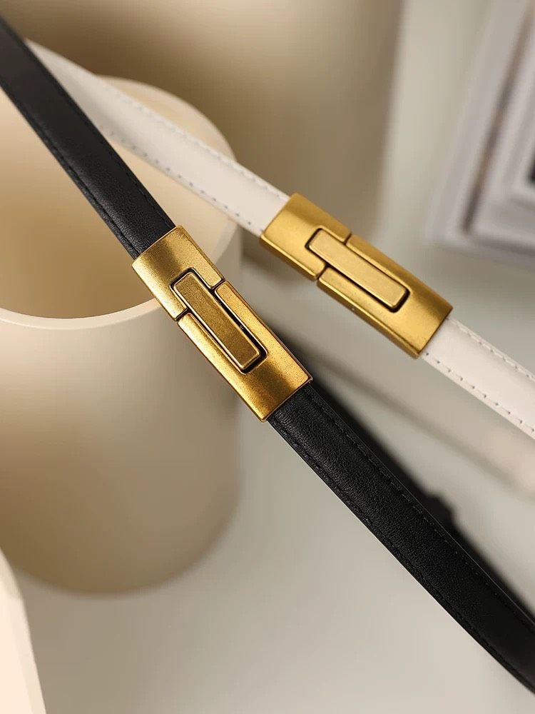  Thắt lưng nữ da bò thật AGANA dây nịt da thật đai váy da thật Hàn Quốc cao cấp phong cách hiện đại - DNT022 