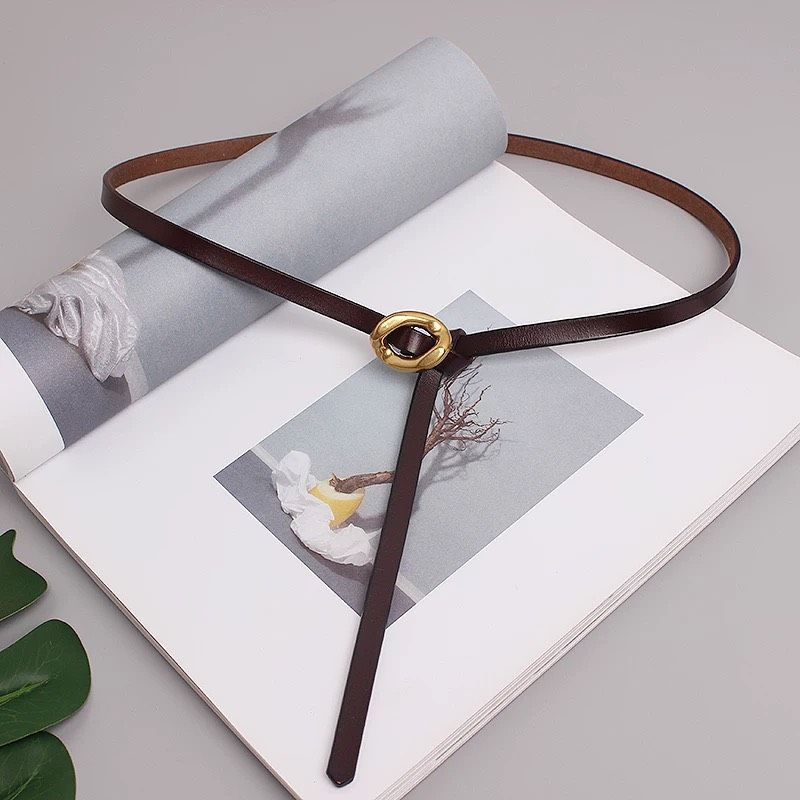  Thắt lưng nữ da bò thật AGANA dây nịt da thật đai váy da thật Hàn Quốc cao cấp phong cách hiện đại - DNT003 