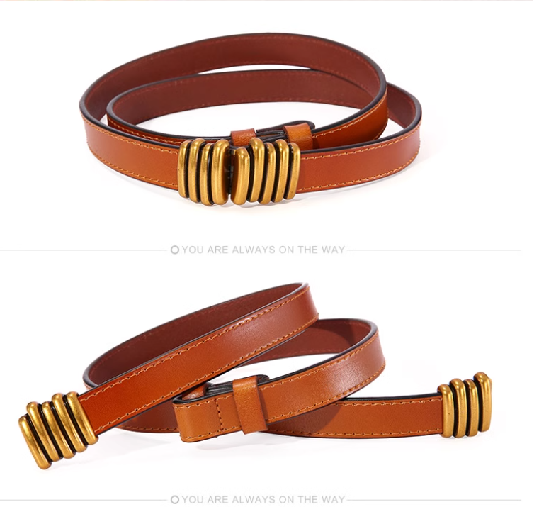  Thắt lưng nữ da bò thật AGANA dây nịt da thật đai váy da thật Hàn Quốc cao cấp phong cách hiện đại - DNT019 