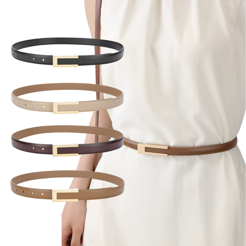  Thắt lưng nữ da bò thật AGANA dây nịt da thật đai váy da thật Hàn Quốc cao cấp phong cách hiện đại - Màu Đen - DNT025 