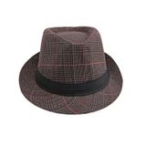 Mũ nón phớt Fedora nam vành nhỏ cao cấp AGANA nón cao bồi phong cách cổ điển pha lẫn hiện đại - Kẻ Sọc Nâu Viền Đỏ - MFDN002 