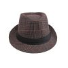  Mũ nón phớt Fedora nam vành nhỏ cao cấp AGANA nón cao bồi phong cách cổ điển pha lẫn hiện đại - Kẻ Sọc Nâu Viền Đỏ - MFDN002 