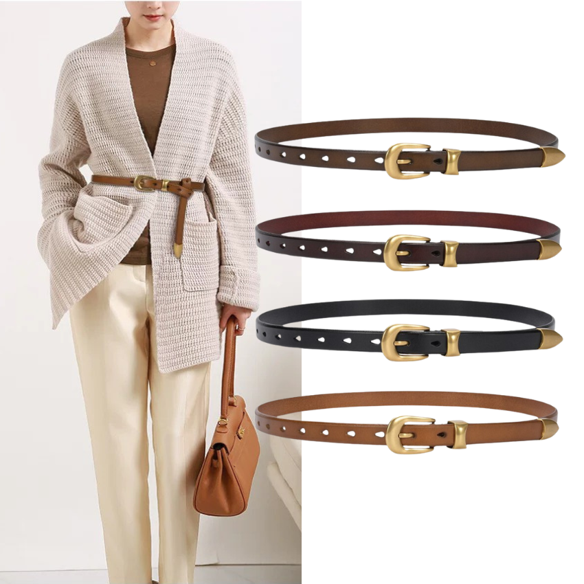  Thắt lưng nữ da bò thật AGANA dây nịt da thật đai váy da thật Hàn Quốc cao cấp phong cách hiện đại - DNT024 