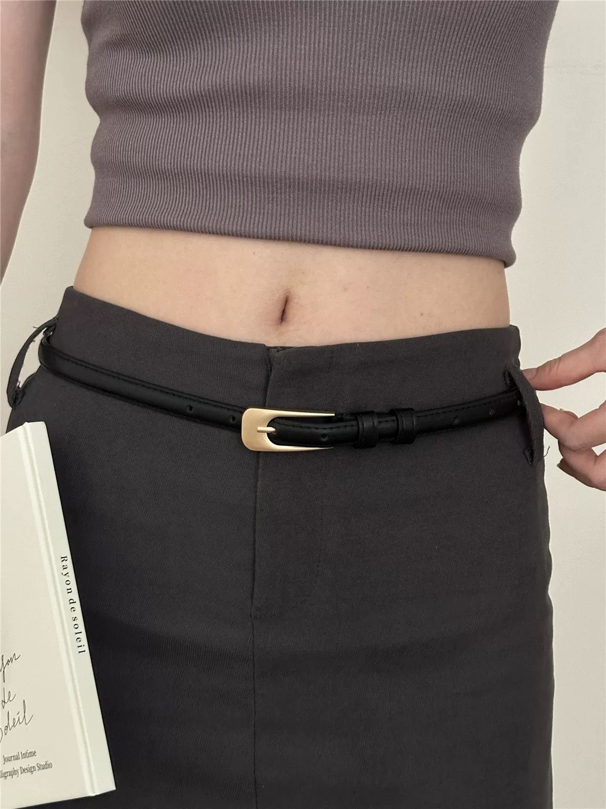  Thắt lưng nữ da bò thật AGANA dây nịt da thật đai váy da thật Hàn Quốc cao cấp phong cách hiện đại - DNT008 