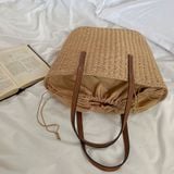  Túi cói đi biển vintage thời trang nữ phong cách cầm tay Hàn Quốc đẹp cổ điển màu nâu - TC106 
