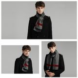  Quà tặng 20/11 cho đối tác nam, sếp nam, đồng nghiệp nam, người yêu nam ,bạn bè, anh trai hoặc người thân quà tặng Khăn quàng choàng cổ nam Hàng Hiệu & Cao Cấp - Khăn len cashmere giữ ấm họa tiết màu Xám sọc đỏ - KN019 