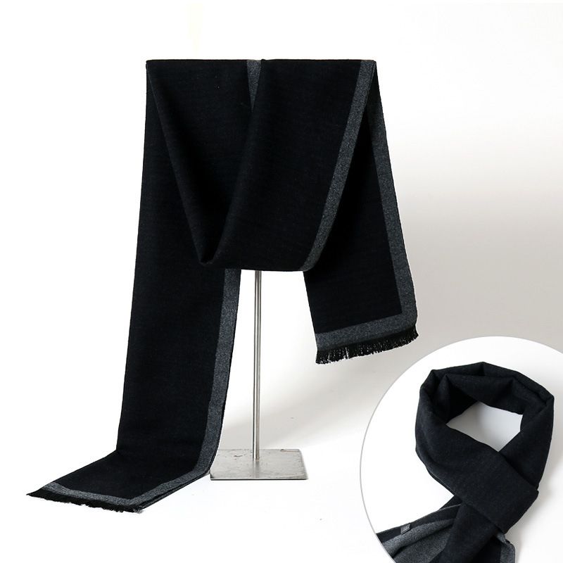  Quà tặng 20/11 cho đối tác nam, sếp nam, đồng nghiệp nam, người yêu nam ,bạn bè, anh trai hoặc người thân quà tặng Khăn quàng choàng cổ nam Hàng Hiệu & Cao Cấp - Khăn len cashmere giữ ấm họa tiết màu Đen - KN010 