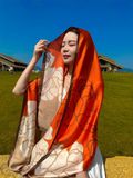  Quà tặng 20/10 cho sếp nữ, vợ, cô giáo, giáo viên nữ, mẹ và bạn gái, người yêu nữ quà tặng Khăn quàngchoàng cổ lụa cao cấp cho nữ văn phòng sở đẹp màu cam AGANA - KS181 