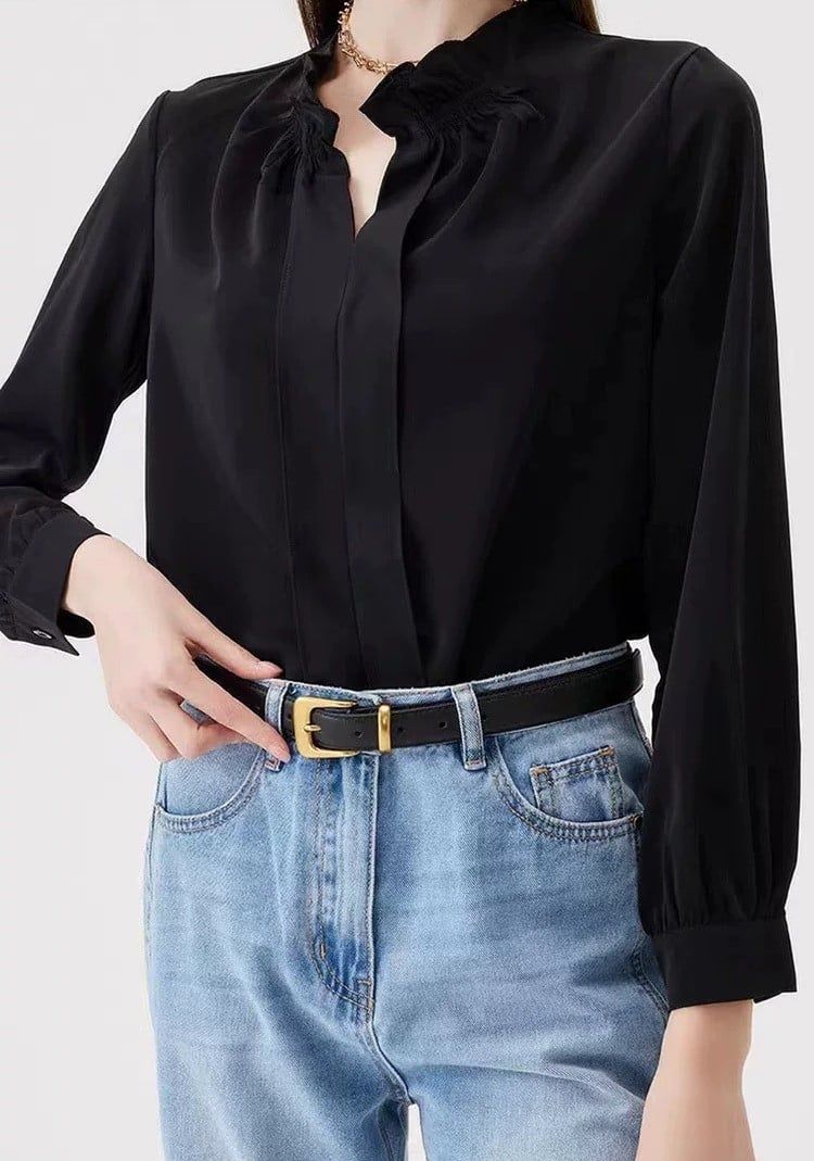  Thắt lưng nữ da bò thật AGANA dây nịt da thật đai váy da thật Hàn Quốc cao cấp phong cách hiện đại - DNT024 