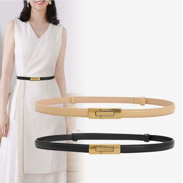  Thắt lưng nữ da bò thật AGANA dây nịt da thật đai váy da thật Hàn Quốc cao cấp phong cách hiện đại - DNT022 