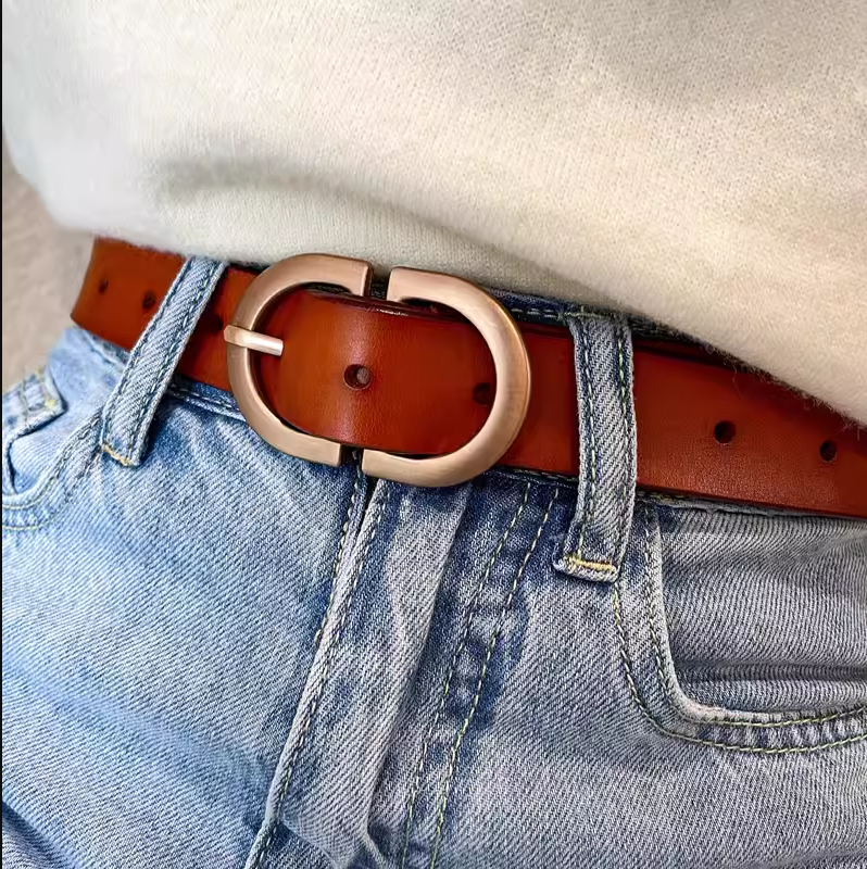  Thắt lưng nữ da bò thật AGANA dây nịt da thật đai váy da thật Hàn Quốc cao cấp phong cách hiện đại - DNT021 