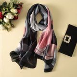  Khăn quàng choàng cổ lụa cao cấp cho nữ văn phòng sở đẹp màu xanh hình đa khối AGANA - KS160 