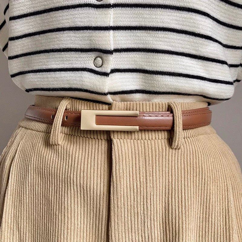  Thắt lưng nữ da bò thật AGANA dây nịt da thật đai váy da thật Hàn Quốc cao cấp phong cách hiện đại - DNT025 