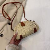  Túi cói đi biển vintage thời trang nữ phong cách đeo chéo vai Hàn Quốc đẹp dây da màu be trơn - TC012 