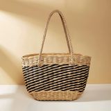  Túi cói đi biển vintage thời trang nữ phong cách cầm tay Hàn Quốc đẹp cổ điển màu nâu đậm - TC109 