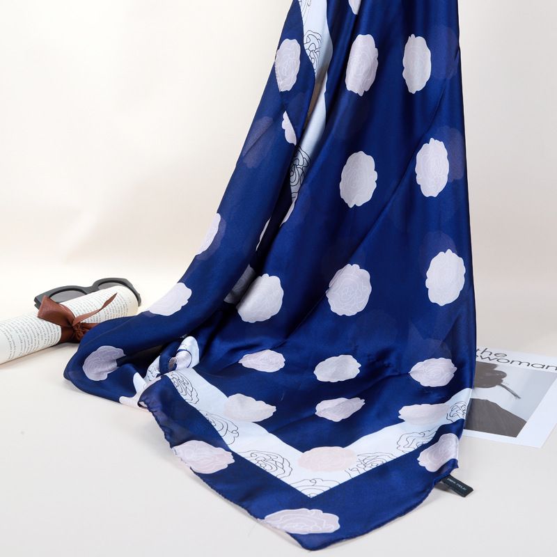  Khăn quàng choàng cổ lụa cao cấp cho nữ văn phòng sở đẹp màu xanh AGANA - KS175 