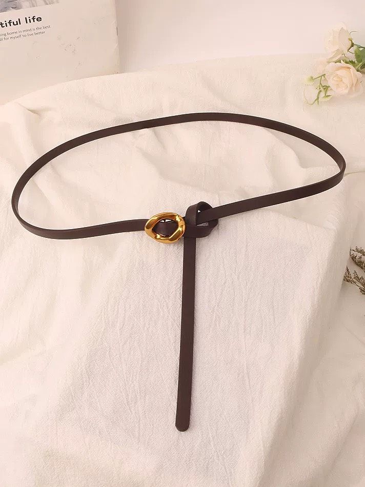  Thắt lưng nữ da bò thật AGANA dây nịt da thật đai váy da thật Hàn Quốc cao cấp phong cách hiện đại - DNT003 