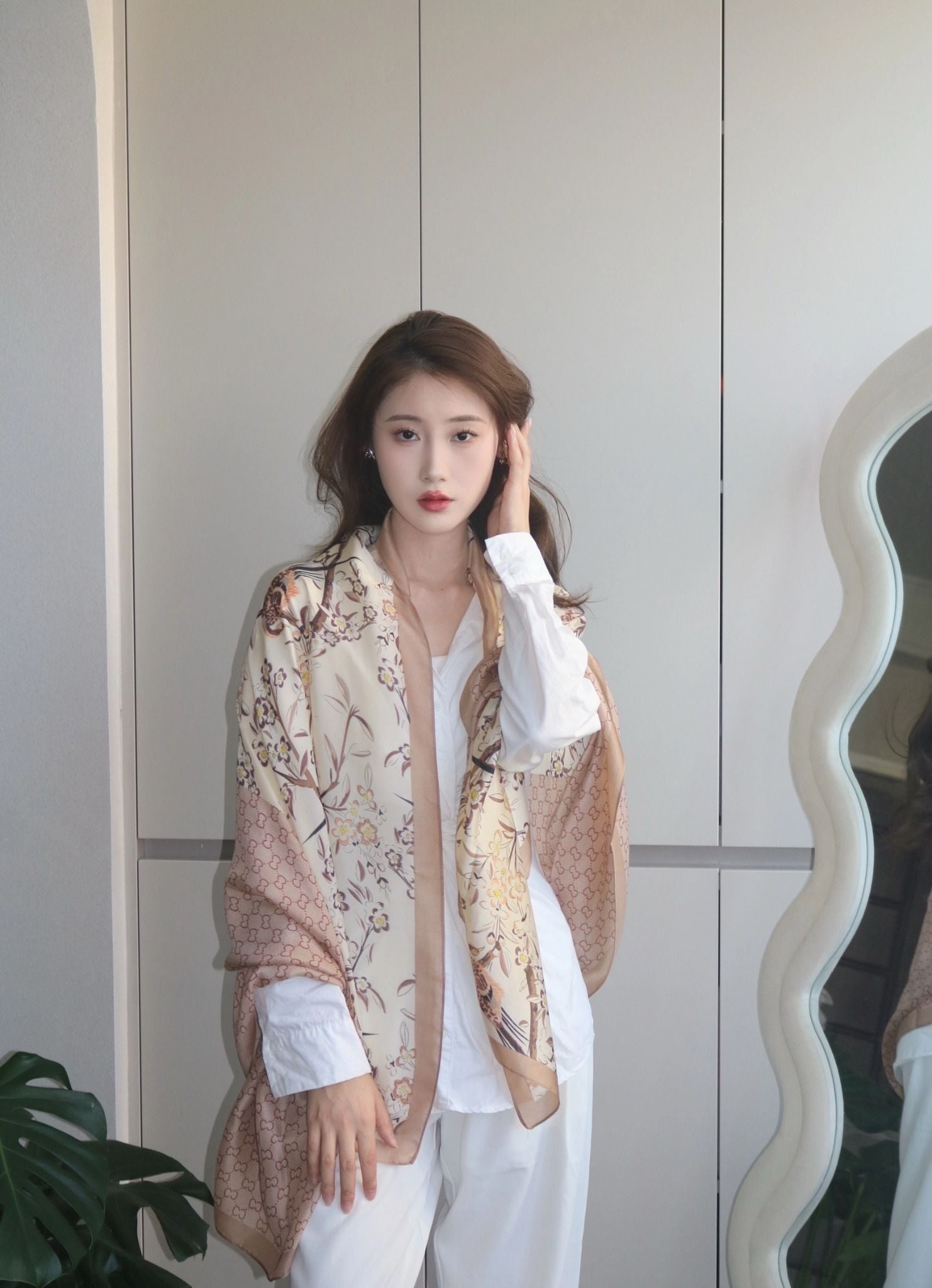  Khăn quàng choàng cổ lụa cao cấp cho nữ văn phòng sở đẹp màu vàng AGANA - KS188 