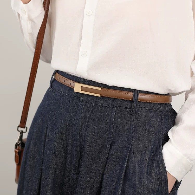  Thắt lưng nữ da bò thật AGANA dây nịt da thật đai váy da thật Hàn Quốc cao cấp phong cách hiện đại - DNT025 