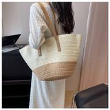  Túi cói đi biển vintage thời trang nữ phong cách cầm tay Hàn Quốc đẹp cổ điển màu nâu be sáng - TC105 