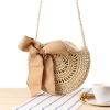  Túi cói đi biển vintage thời trang nữ phong cách đeo chéo vai Hàn Quốc đẹp hình tròn đính nơ màu be - TC016 