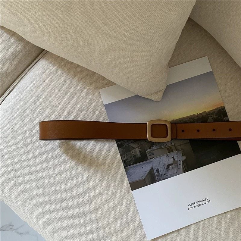  Thắt lưng nữ da bò thật AGANA dây nịt da thật đai váy da thật Hàn Quốc cao cấp phong cách hiện đại - DNT005 