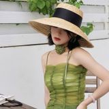  Mũ nón cói đi biển rộng vành tròn đẹp cho nữ vintage sợi tự nhiên cao cấp - NC446 
