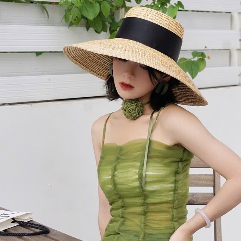  Mũ nón cói đi biển rộng vành tròn đẹp cho nữ vintage sợi tự nhiên cao cấp - NC446 